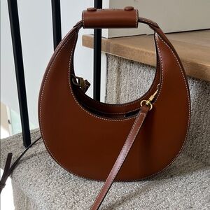 STAUD Brown Leather Shoulder Bag